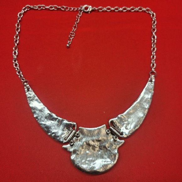 Oval Gangle Bib Collar Necklace Earrings Jewelry Set Boho Statement Metal Tribal - Picture 9 of 16